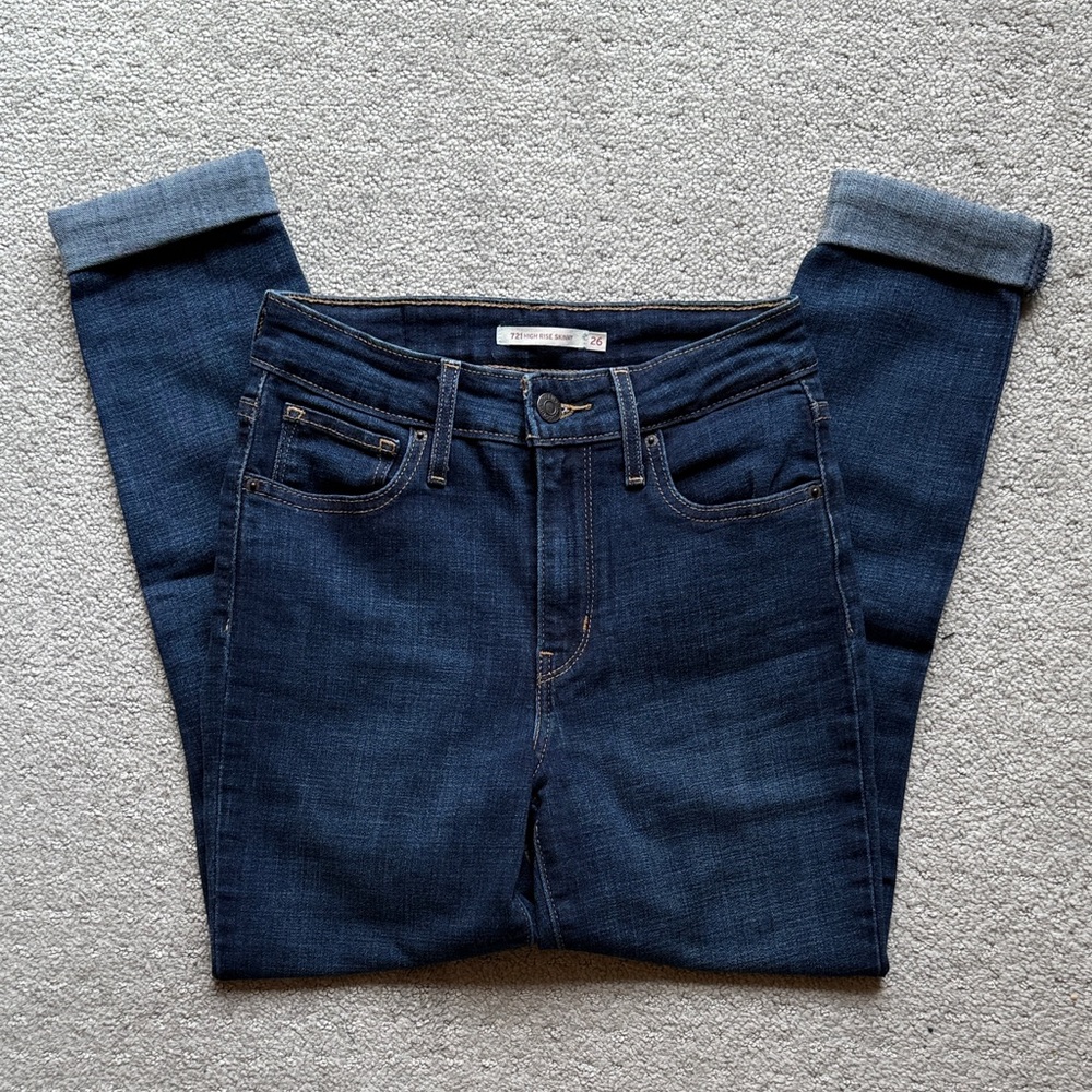 Levi's 721 High Rise Dark Blue Skinny Jeans
